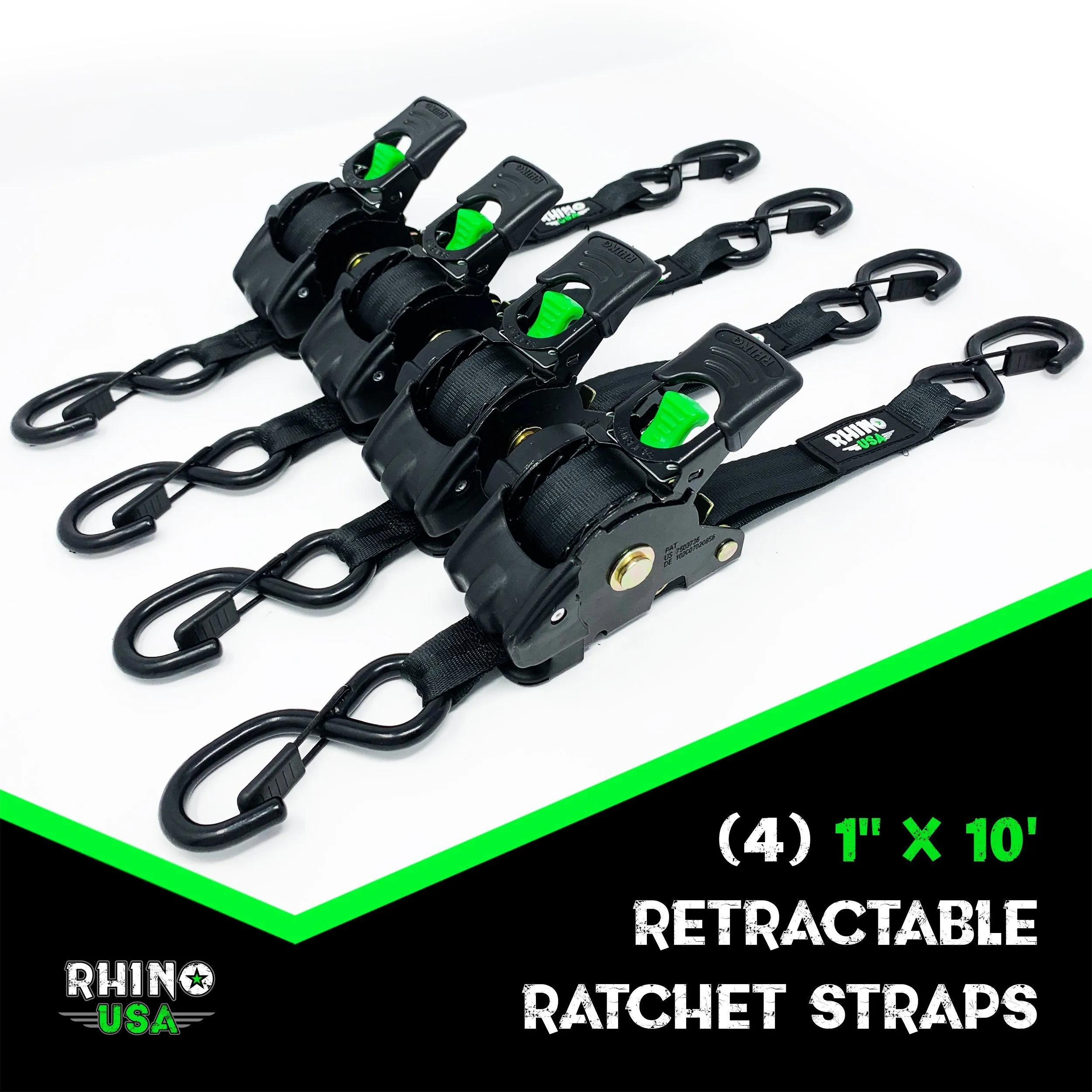 1" x 10' Retractable Ratchet Straps