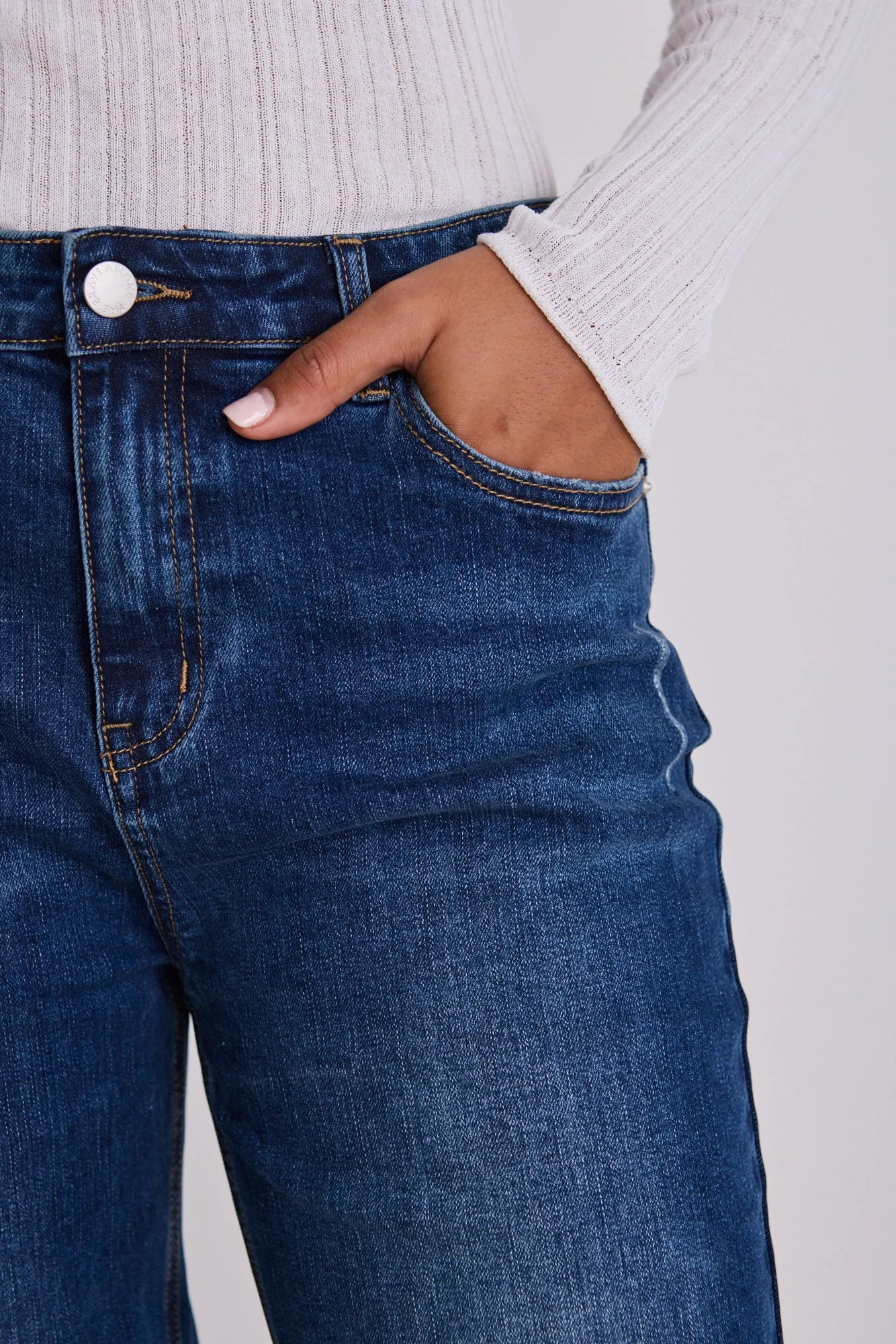 Amelia True Blue Mid Rise Slim Leg Jean