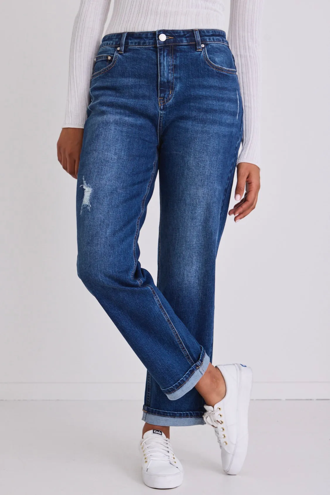 Amelia True Blue Mid Rise Slim Leg Jean