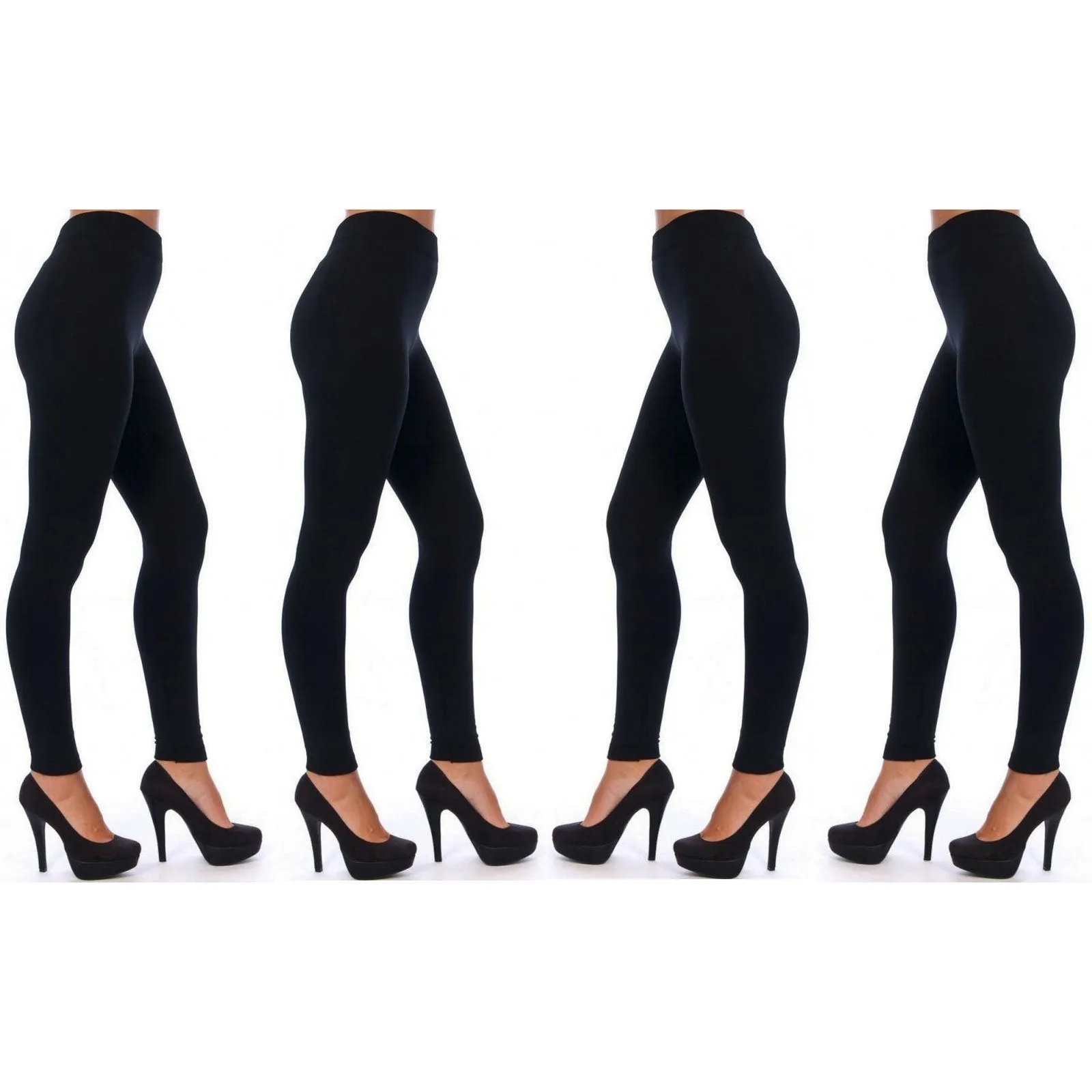 American Leggings 4-Pack Midnight Black Fleece Lined Leggings 1X/2X