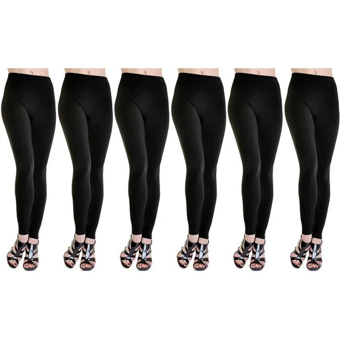 American Leggings 4-Pack Midnight Black Fleece Lined Leggings 1X/2X