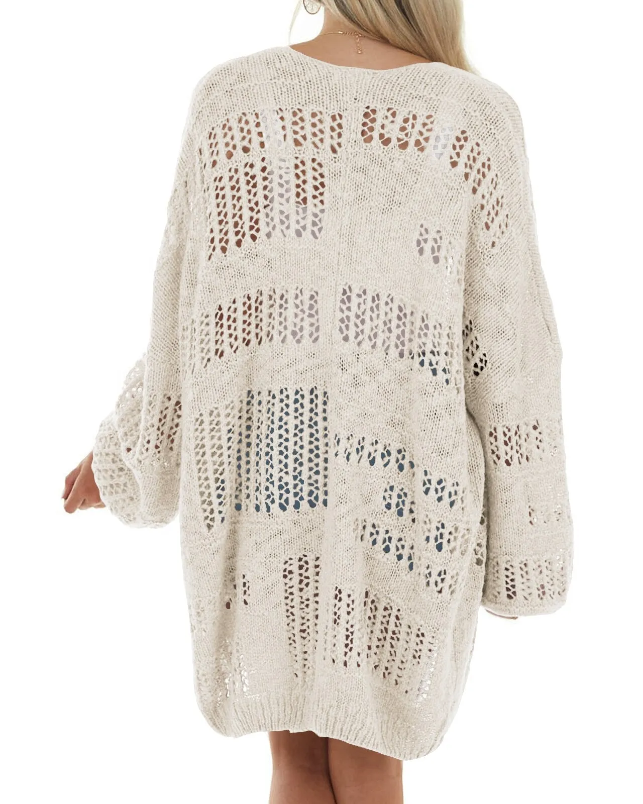 Amy Fashion - Boho Solid Color Oversized Summer Open Front Cardigans