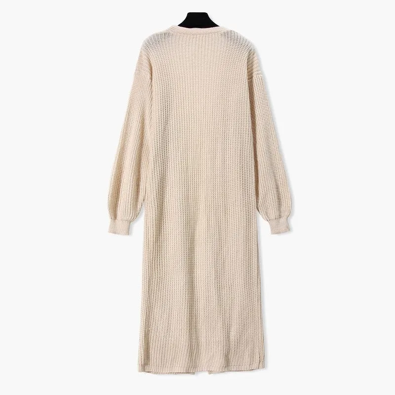 Amy Fashion - Casual Long Knitted Cardigan women V-Neck sweater