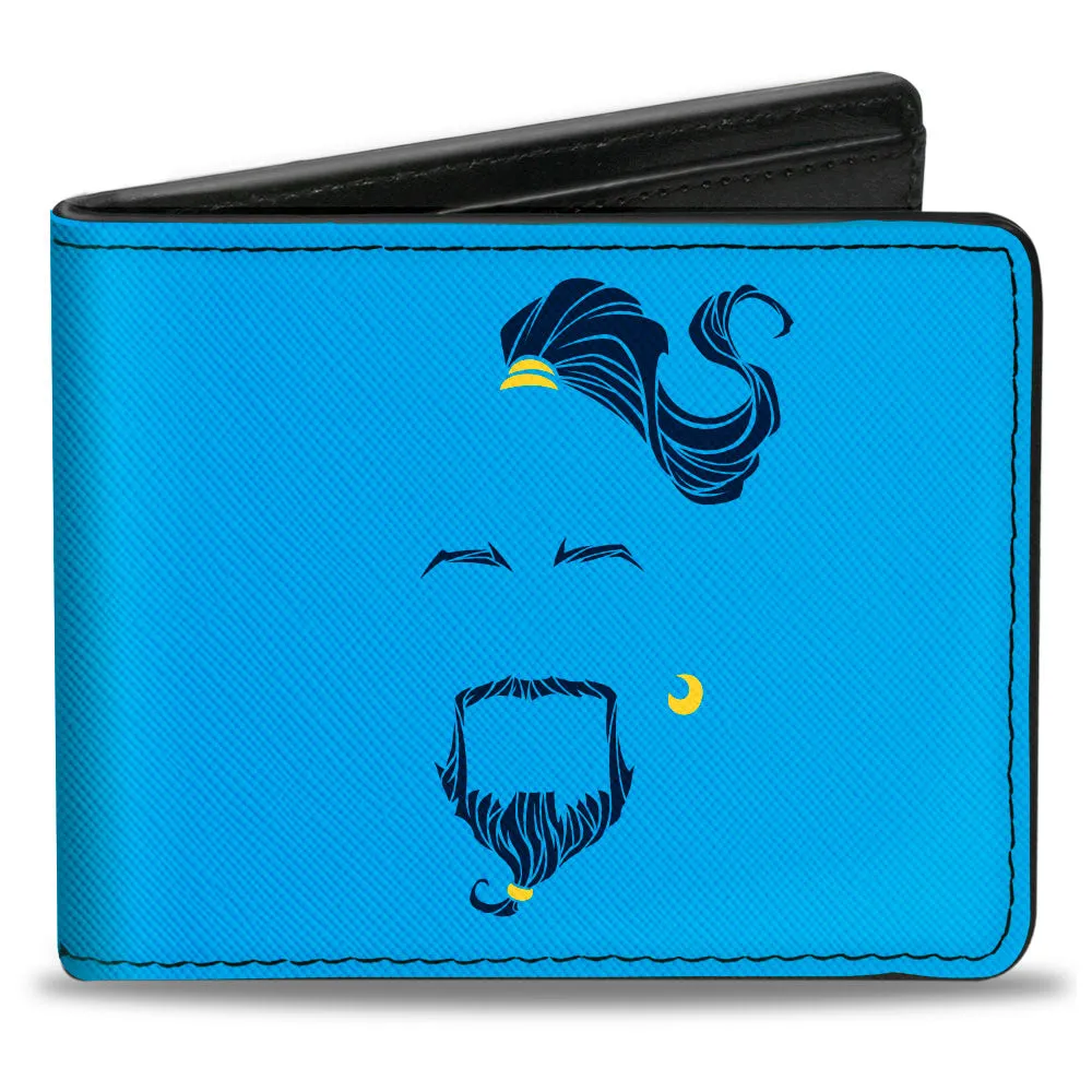 Bi-Fold Wallet - Aladdin 2019 Genie Face   AT YOUR SERVICE Blues Yellow