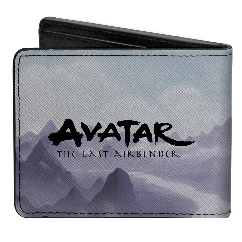 Bi-Fold Wallet - Avatar the Last Airbender Appa Carrying 4-Character Group Scene Over Mountains   Logo Grays Black