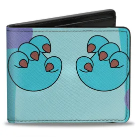 Bi-Fold Wallet - Monsters Inc. Sulley Hands   Boo Monster Hanging On Pose Blues Purples