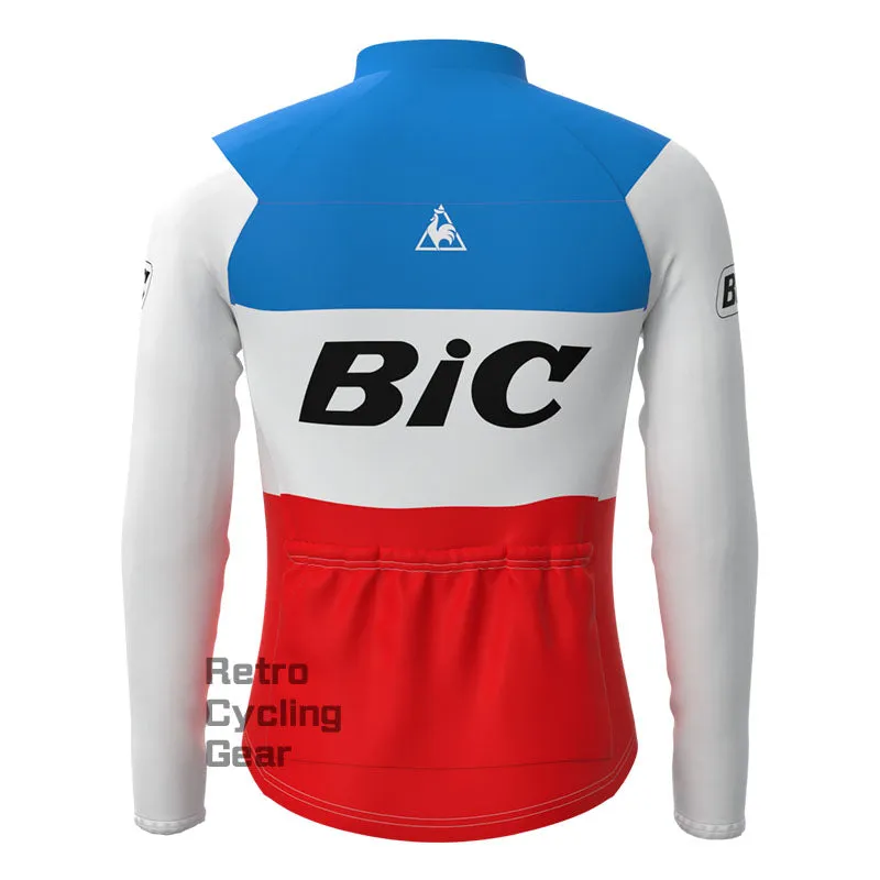 BIC White Blue Retro Long Sleeve Cycling Kit