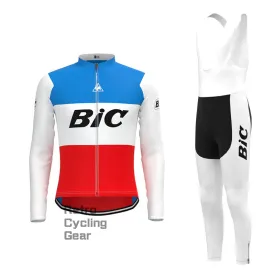 BIC White Blue Retro Long Sleeve Cycling Kit