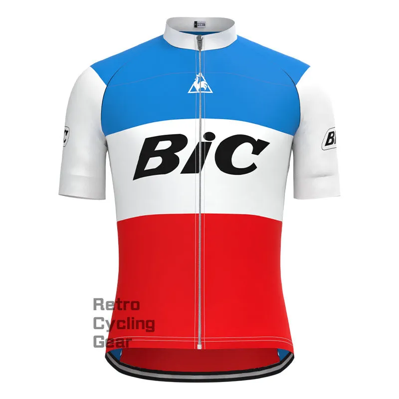BIC White Blue Retro Long Sleeve Cycling Kit