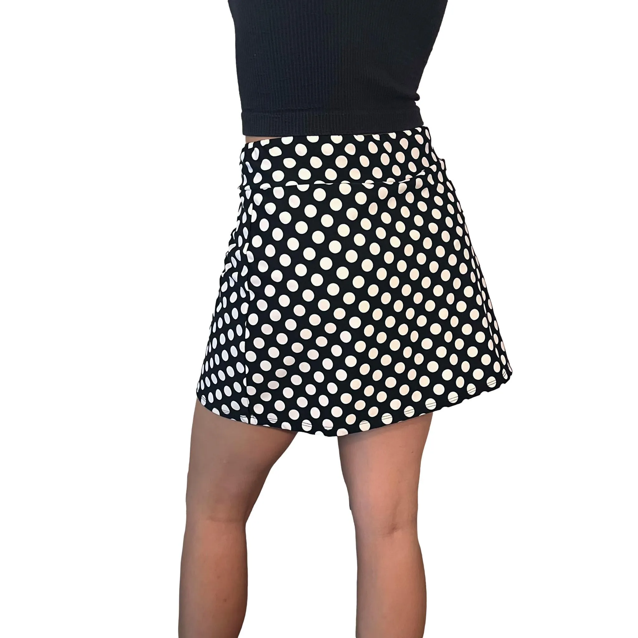 Black and White Polka Dot Athletic Slim Golf Skort