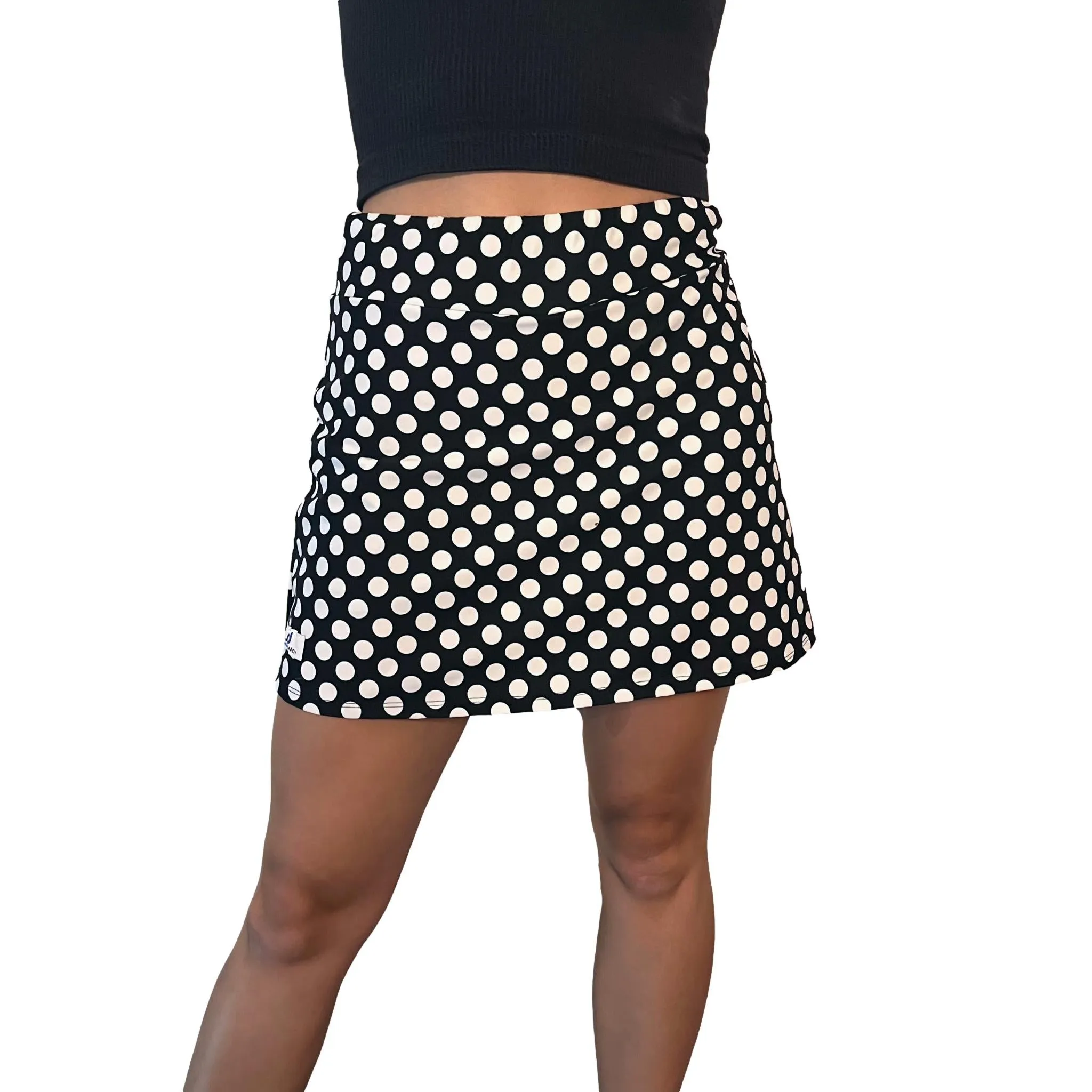 Black and White Polka Dot Athletic Slim Golf Skort