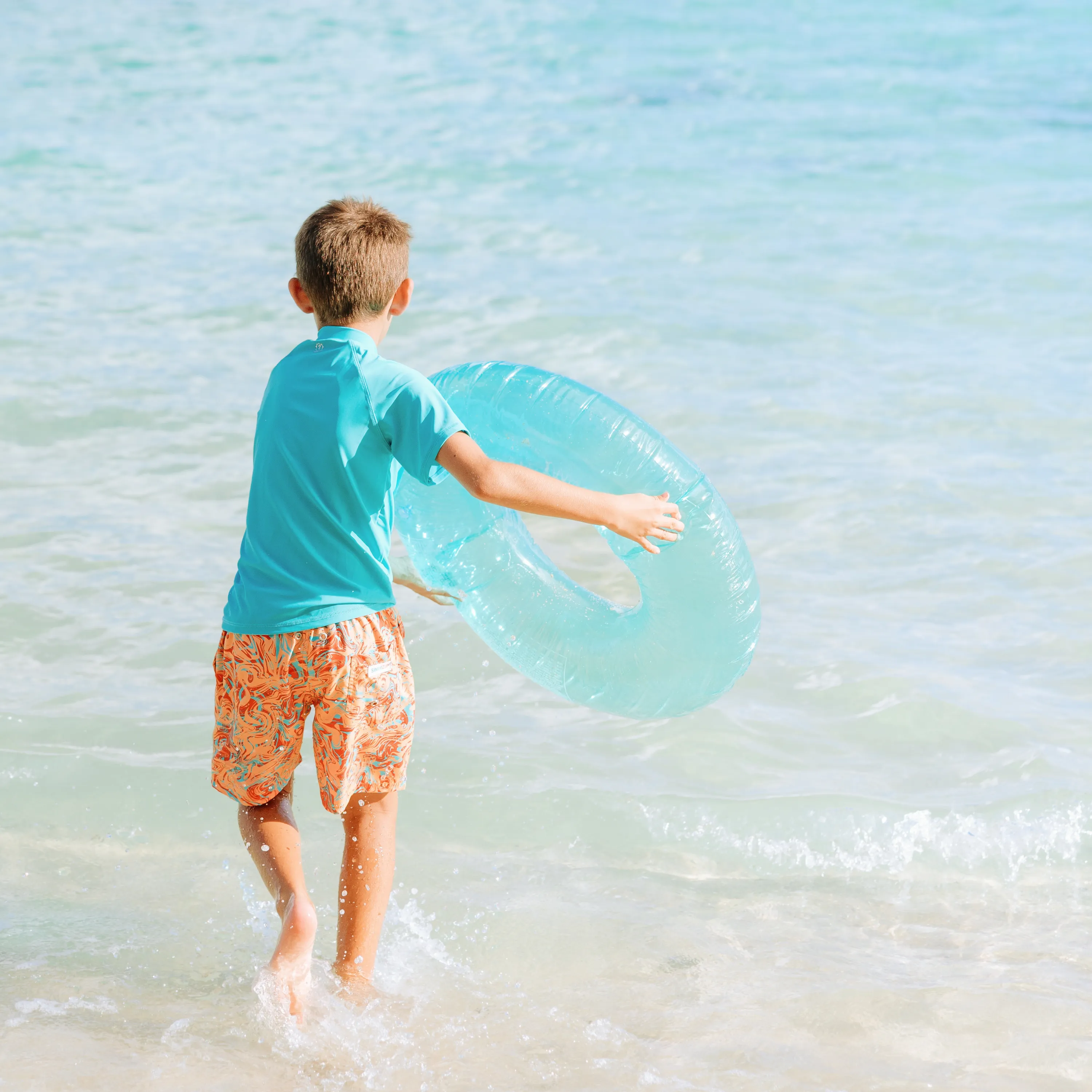 Boys Swim Trunks Boxer Brief Liner (sizes 6-14) | "Swirl"