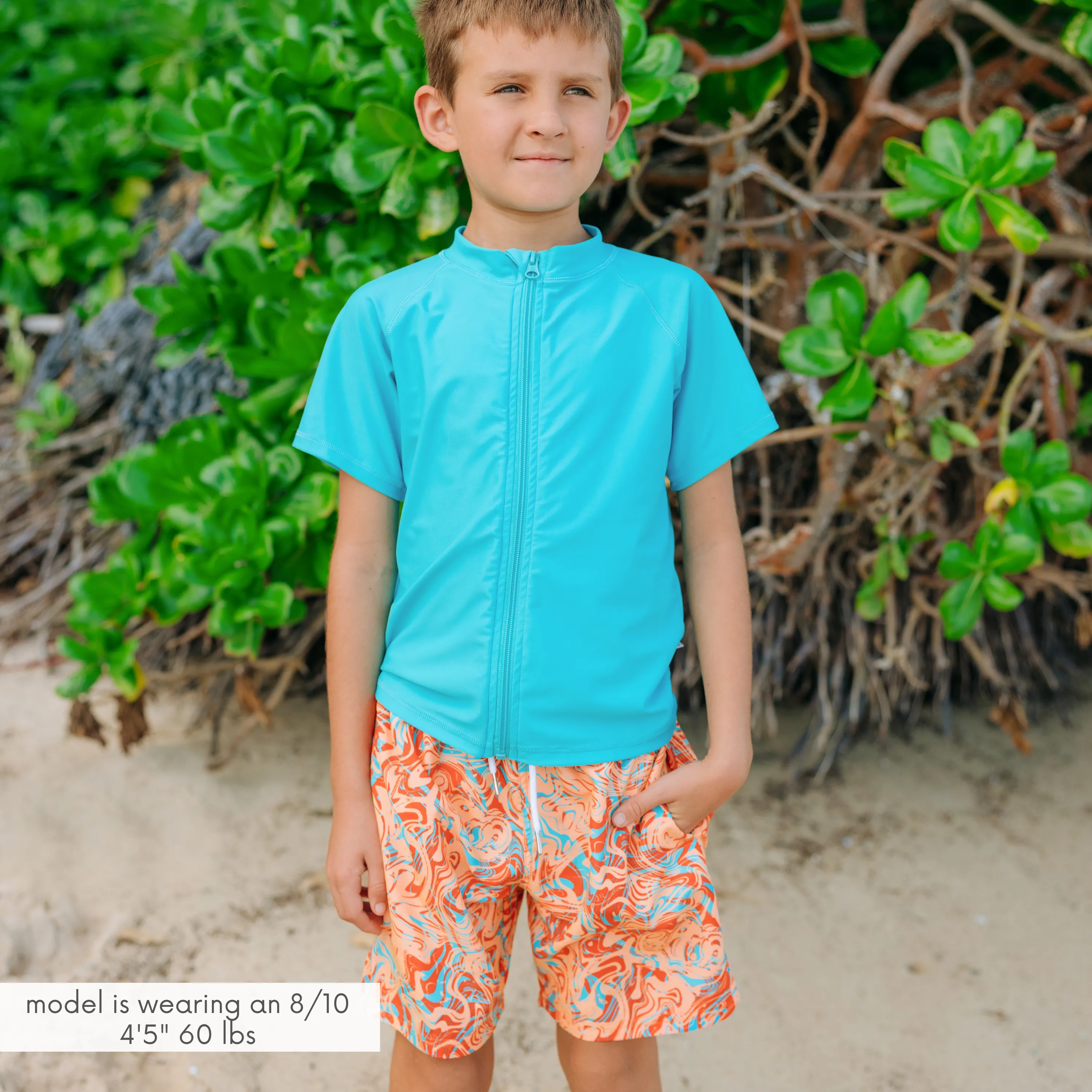 Boys Swim Trunks Boxer Brief Liner (sizes 6-14) | "Swirl"