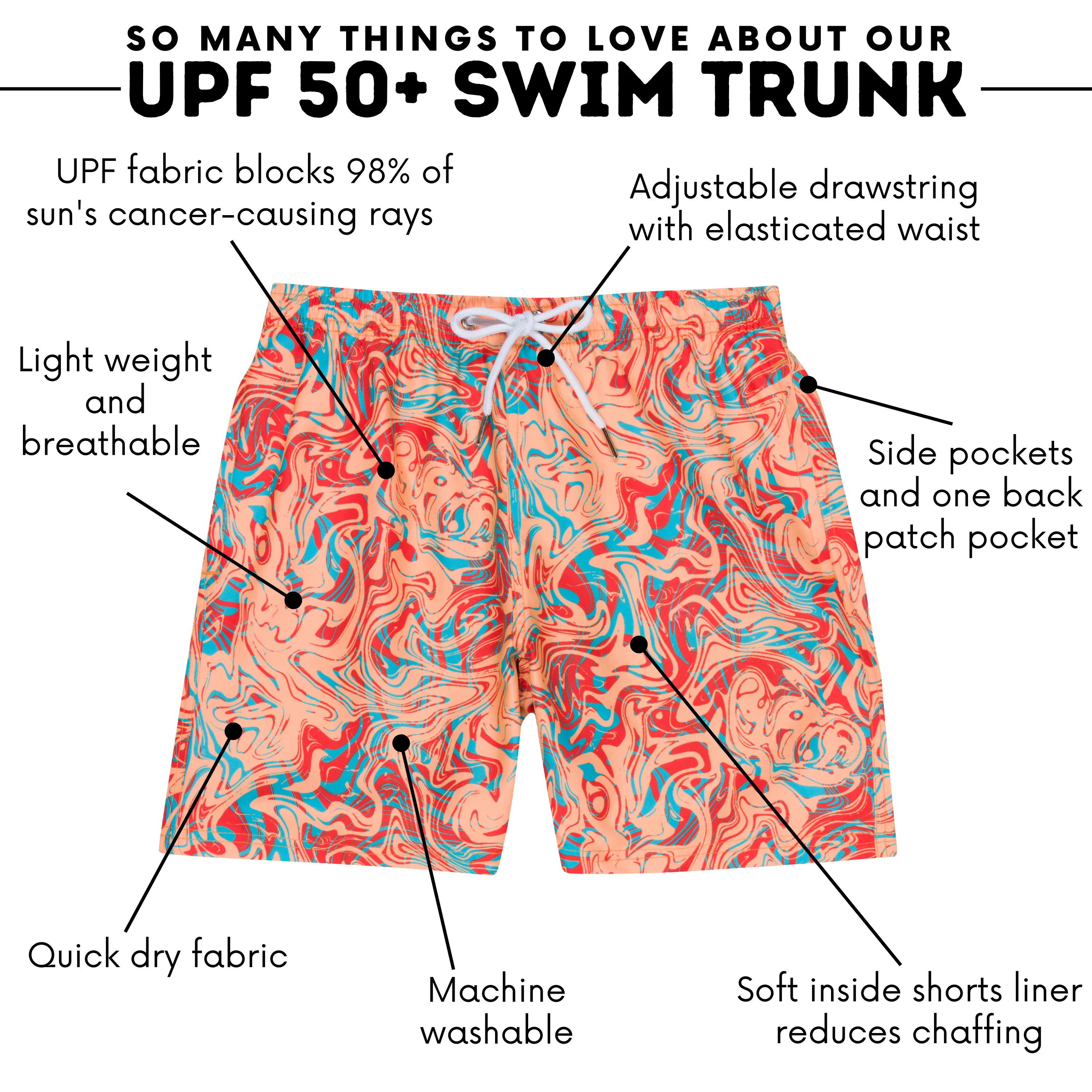 Boys Swim Trunks Boxer Brief Liner (sizes 6-14) | "Swirl"
