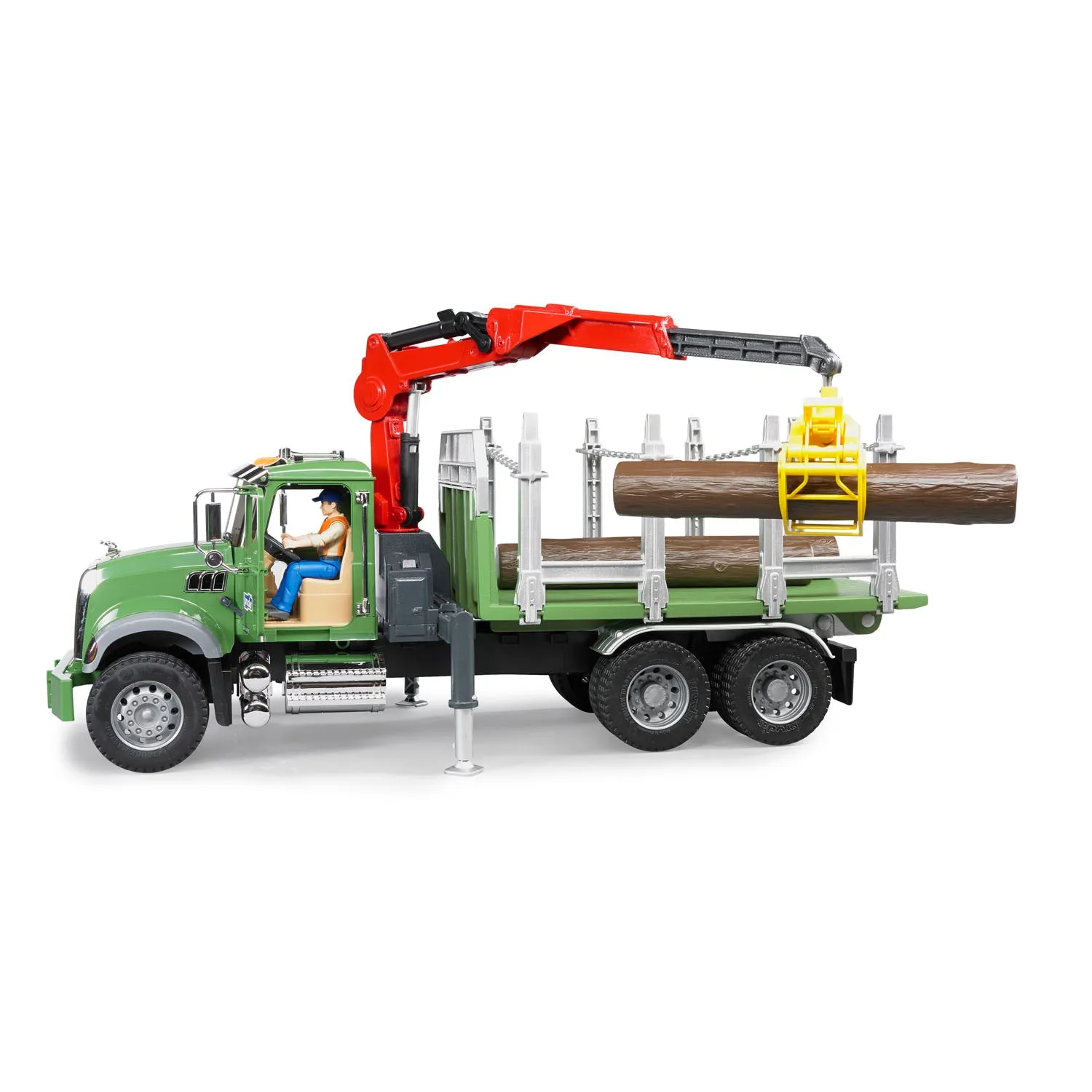 Bruder MACK Granite Timber Truck with Loading Crane and 3 Tree Trunk Logs, 02824