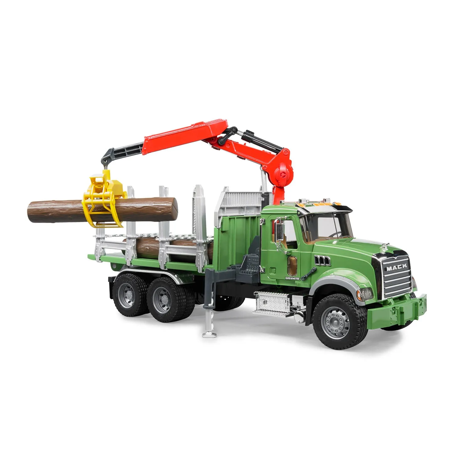 Bruder MACK Granite Timber Truck with Loading Crane and 3 Tree Trunk Logs, 02824