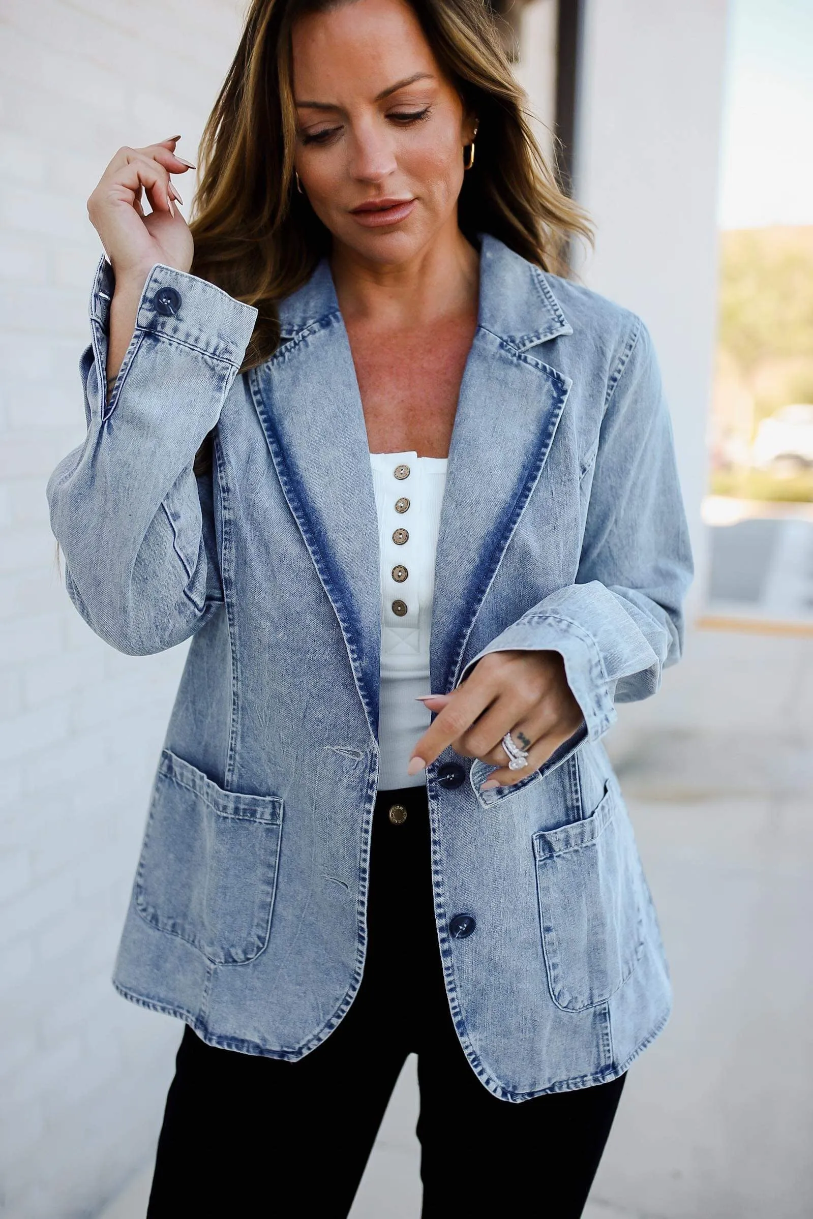 Business Brunch Denim Blazer