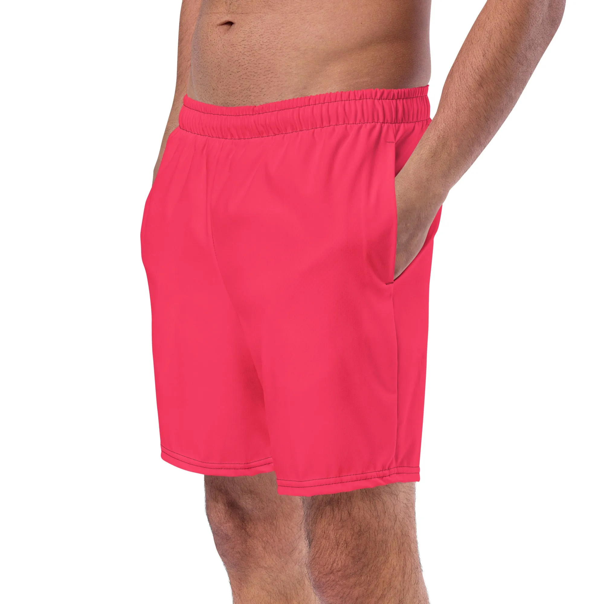 Candy Red Swimming Trunks with Rainbow Pocket