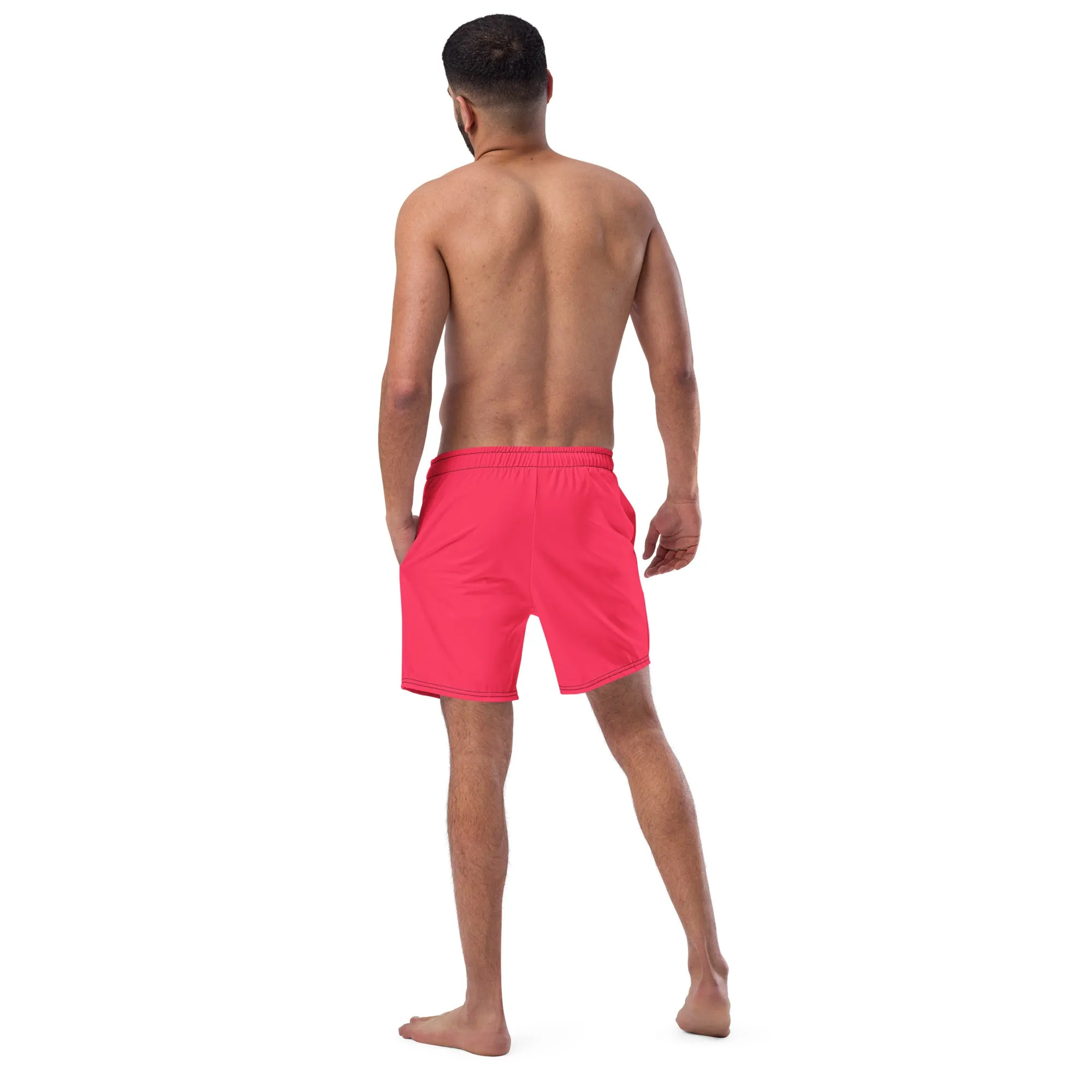 Candy Red Swimming Trunks with Rainbow Pocket