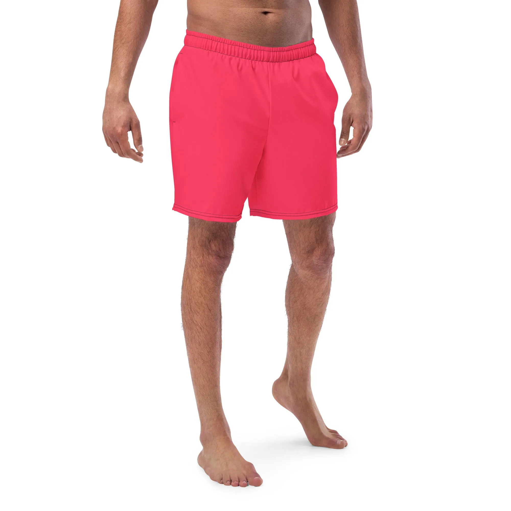 Candy Red Swimming Trunks with Rainbow Pocket
