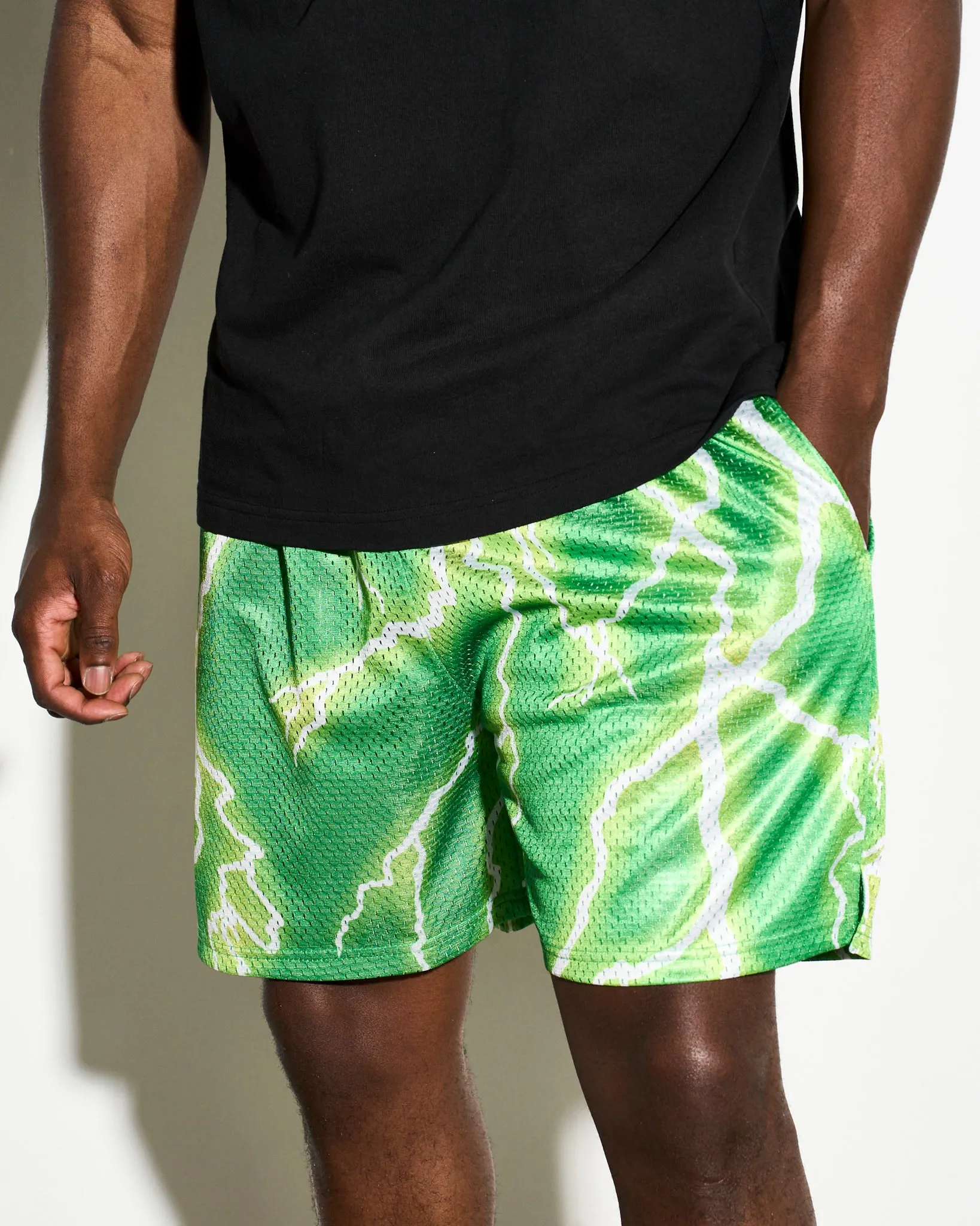 Chalk Line Neon Green Lightning Retro Shorts