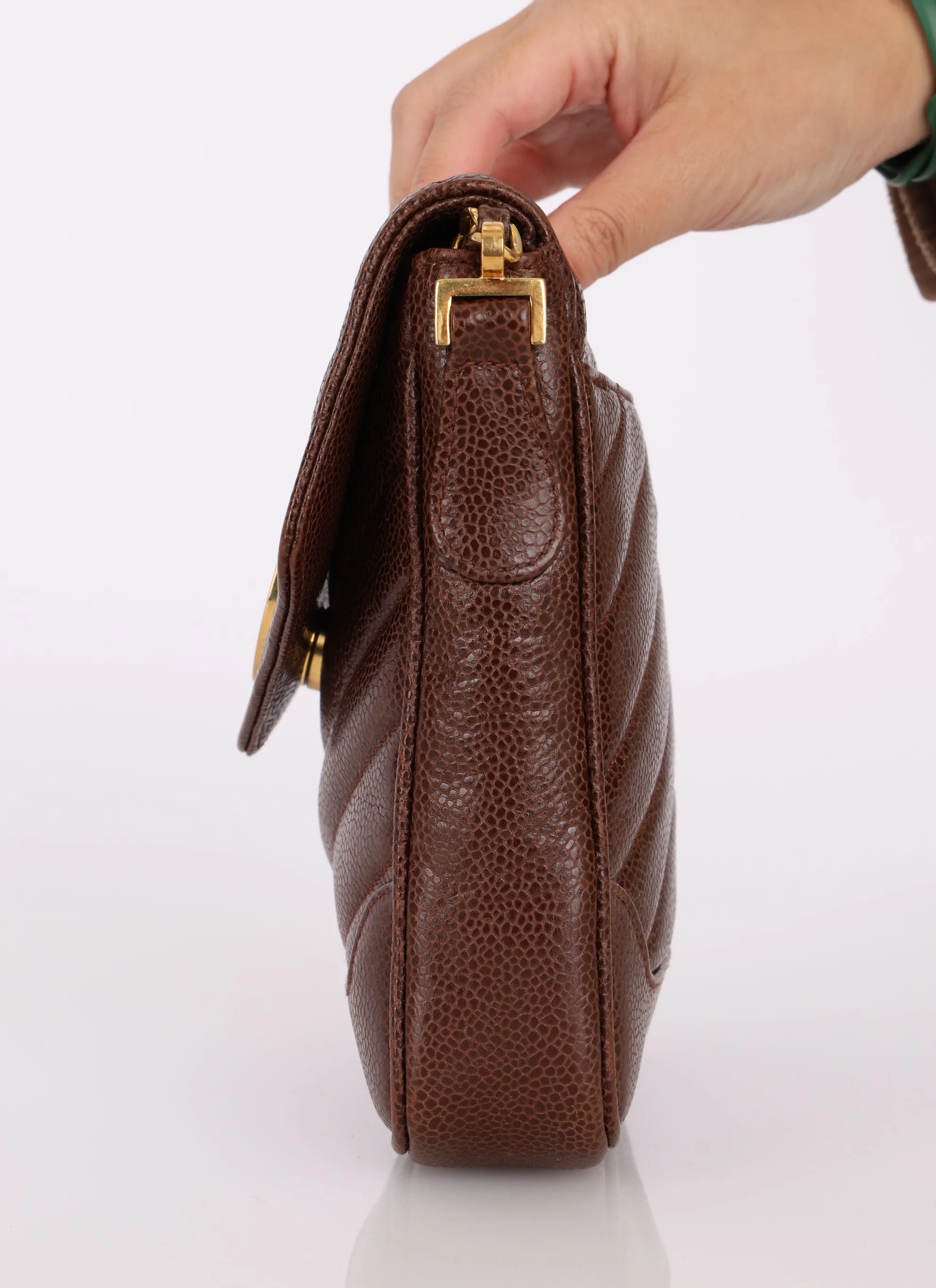Chanel 1991 Caviar Chevron Crossbody