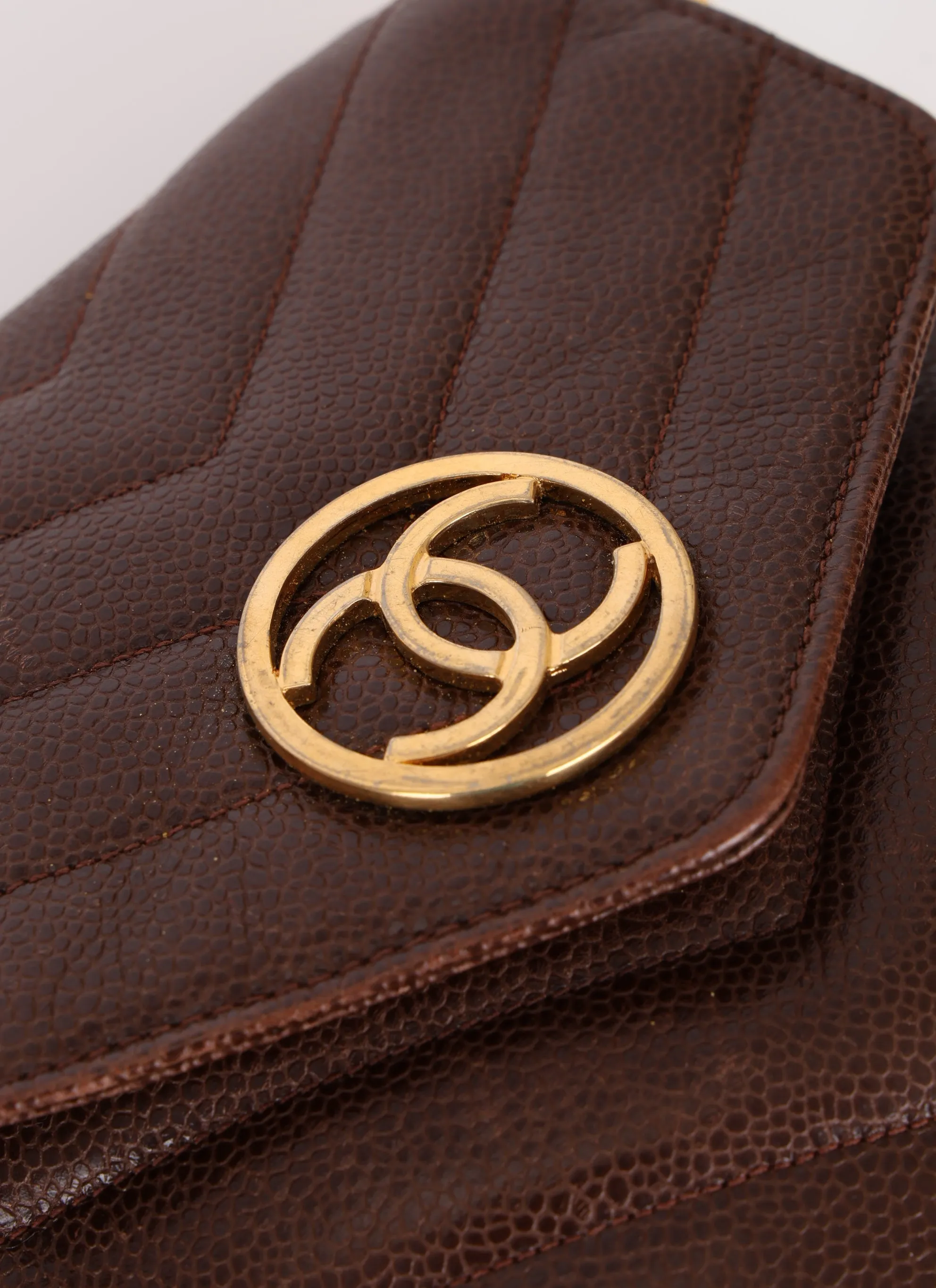 Chanel 1991 Caviar Chevron Crossbody