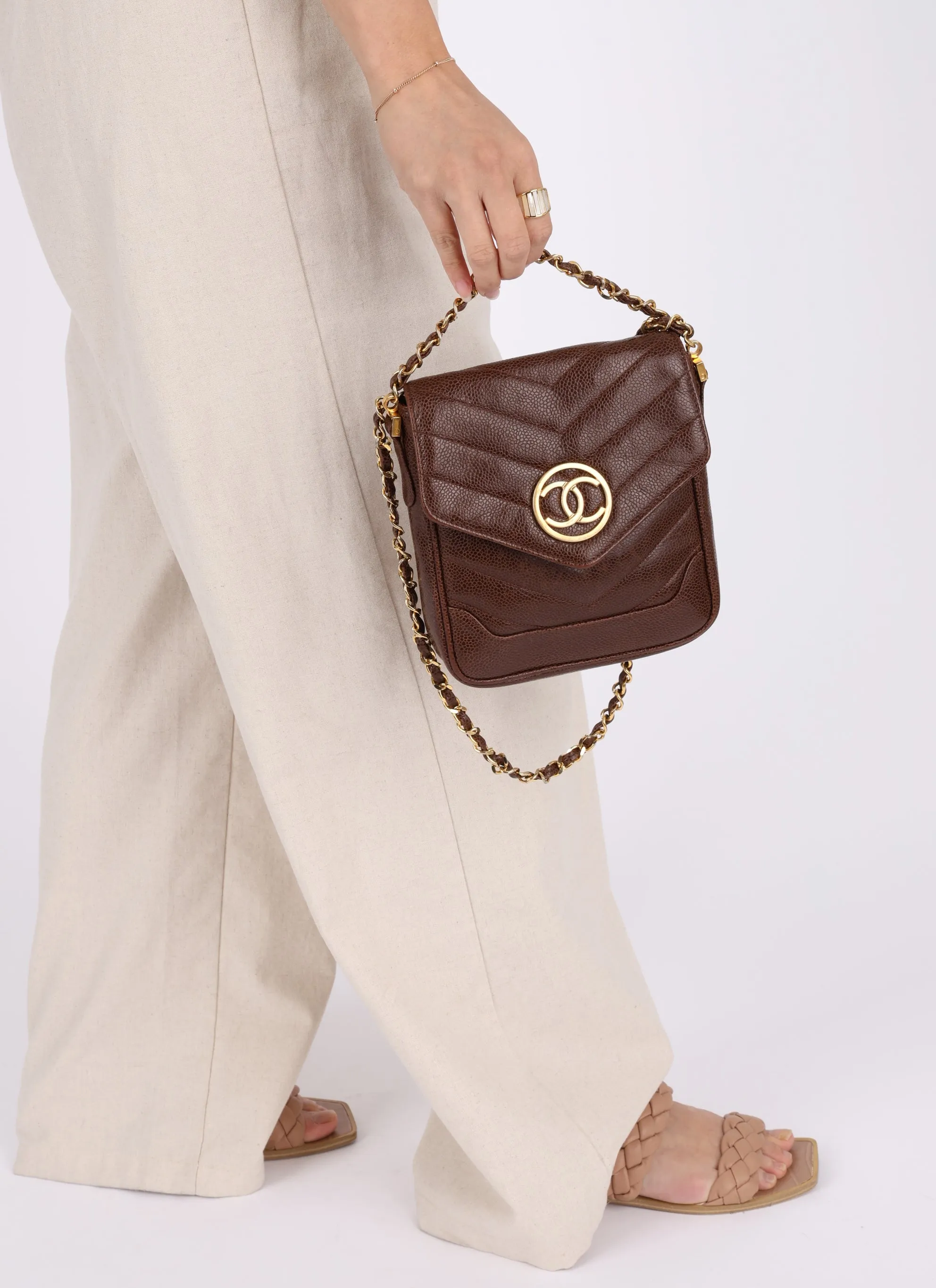 Chanel 1991 Caviar Chevron Crossbody