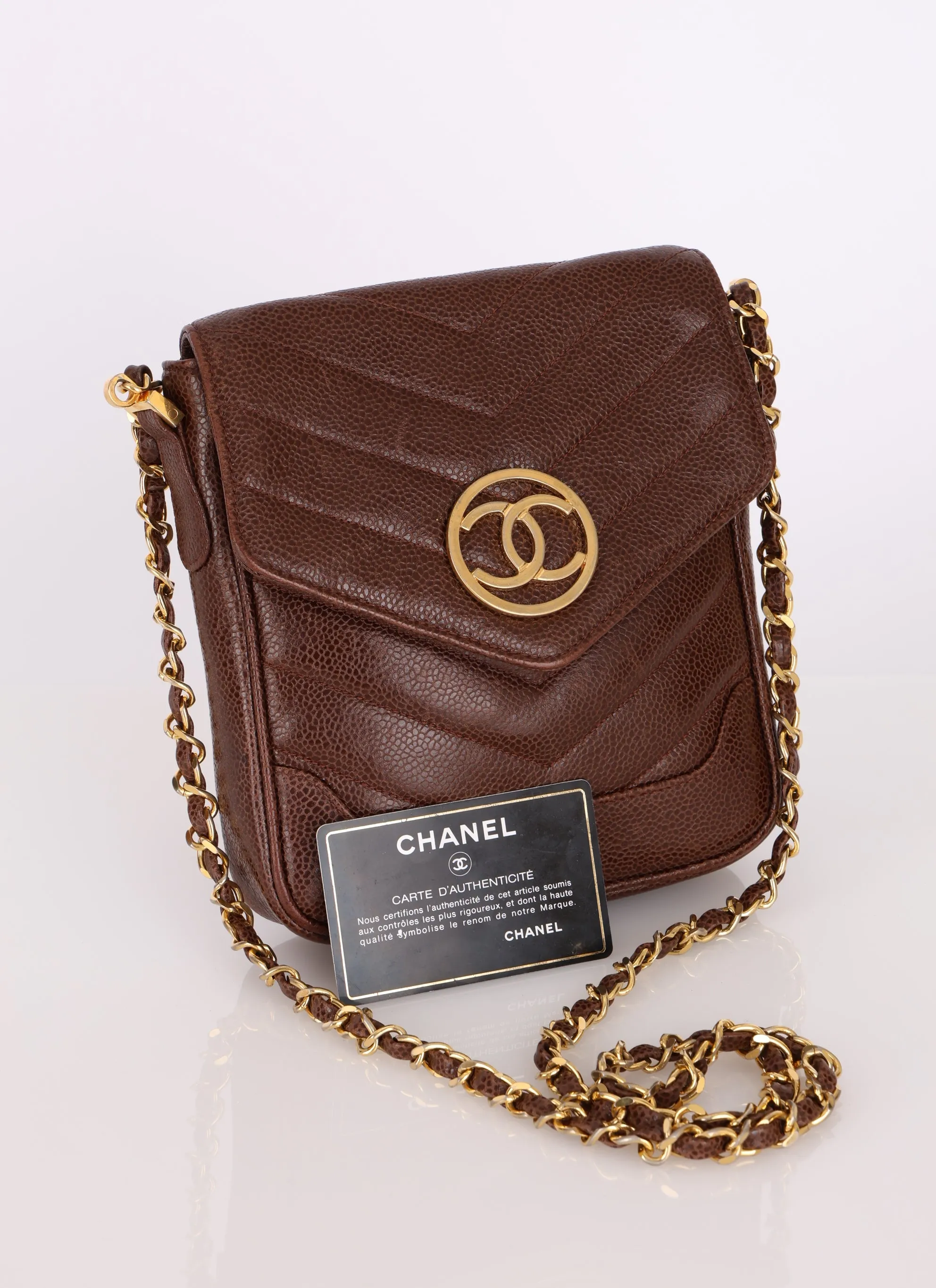 Chanel 1991 Caviar Chevron Crossbody