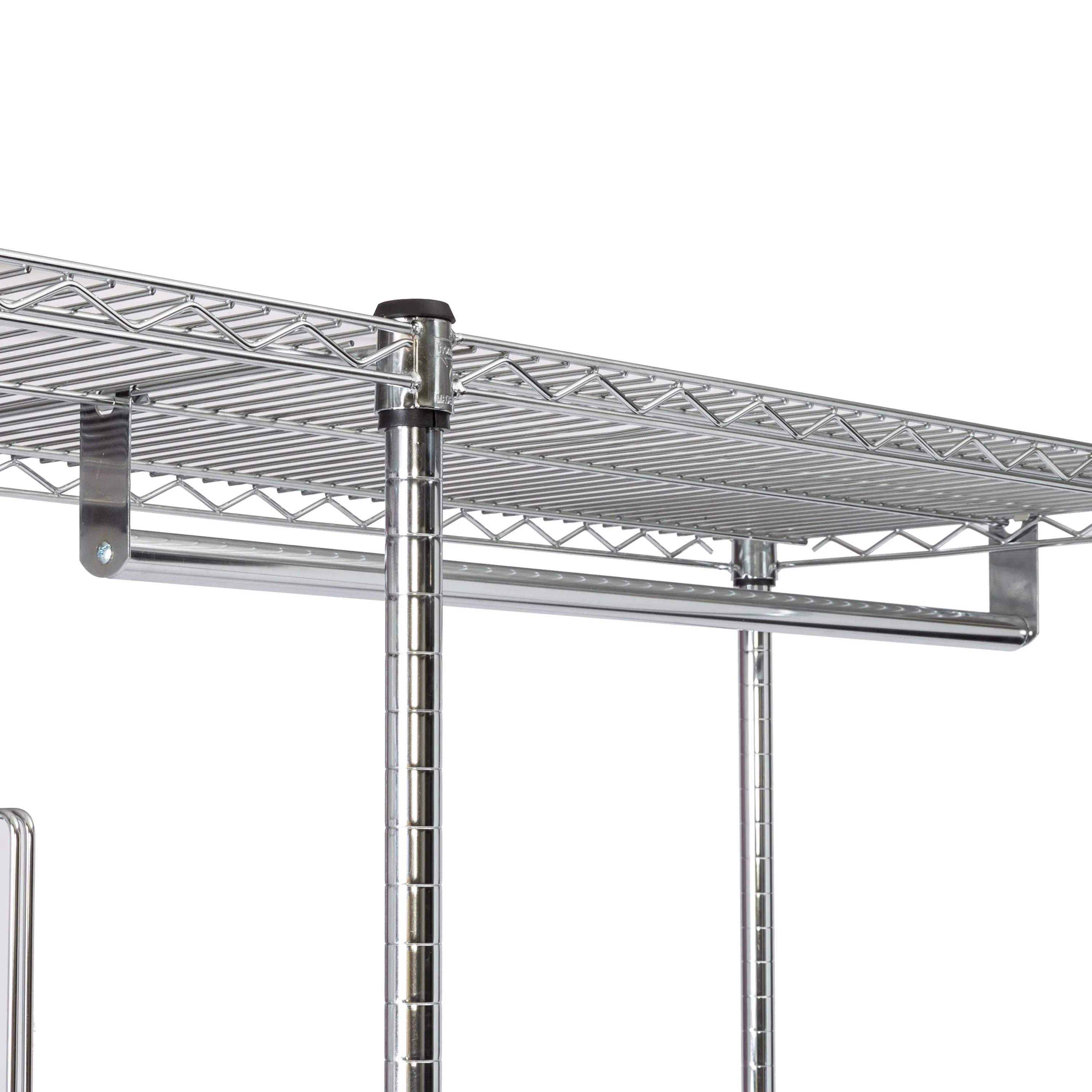 Chrome Rolling Closet with Garment Bar and Shelves