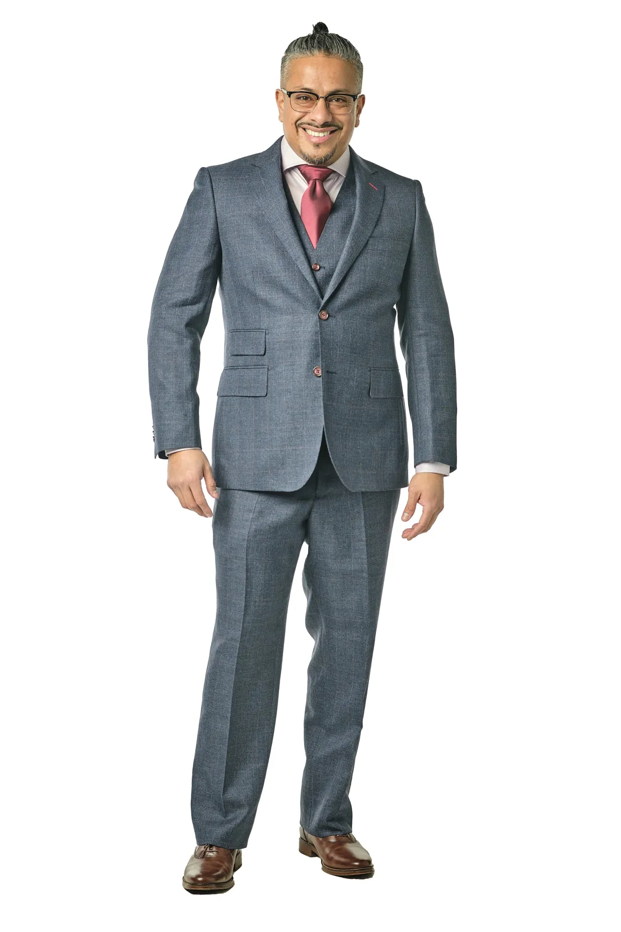 Classic Fit Navy Sharkskin Check Three Piece Suit ST-3P-20FW4