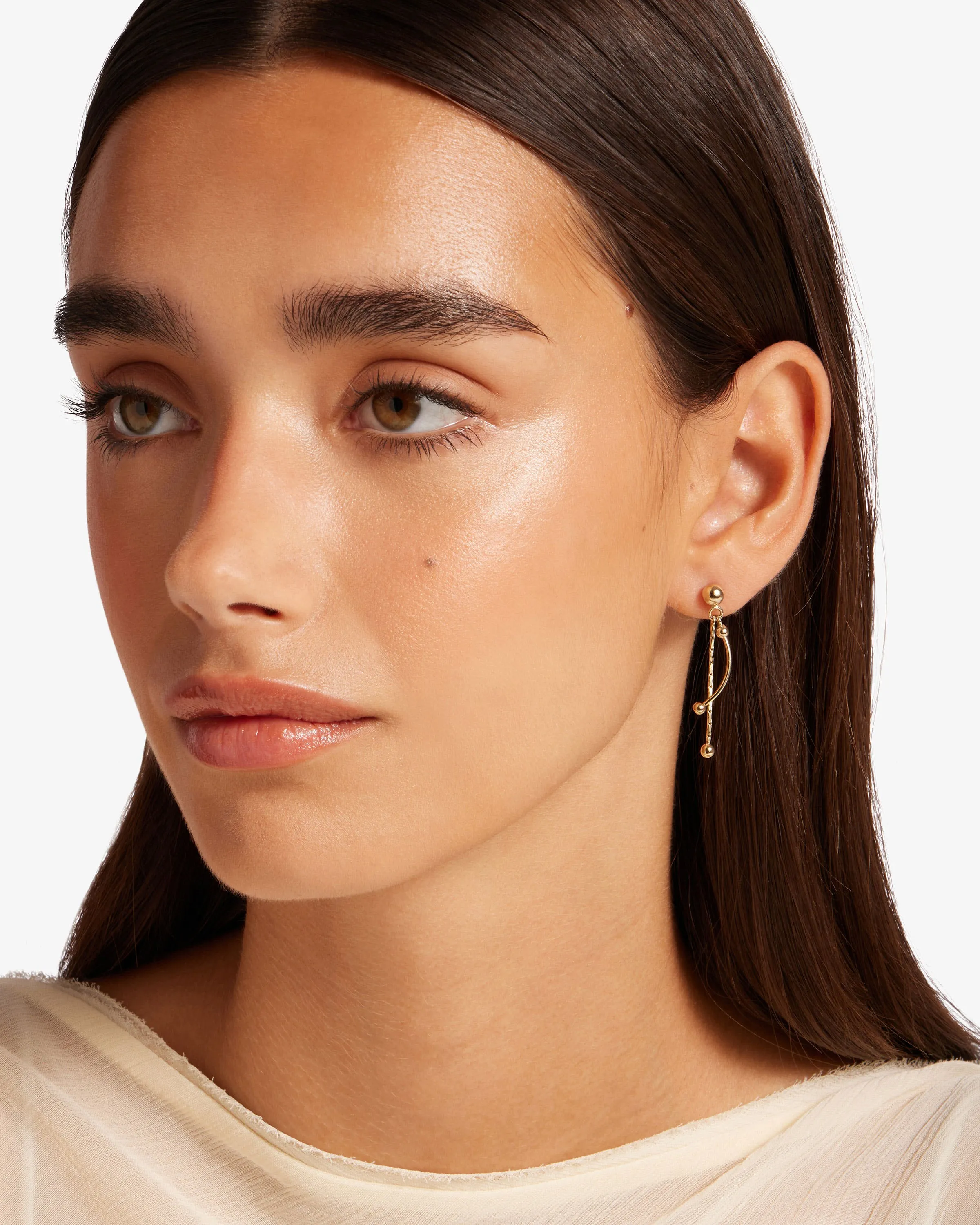 Crescent Drop Earrings - 22 Carat Gold Gilded