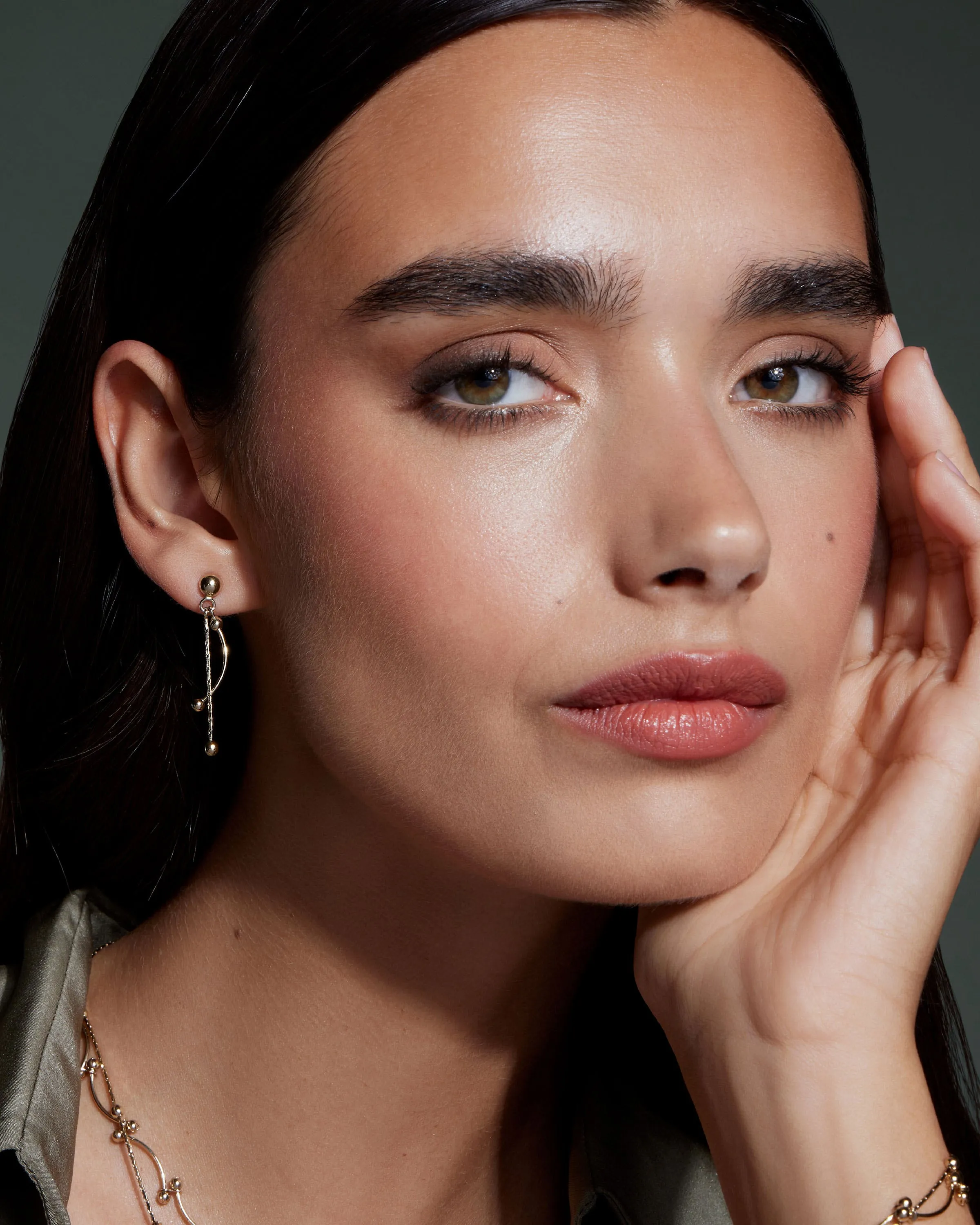 Crescent Drop Earrings - 22 Carat Gold Gilded