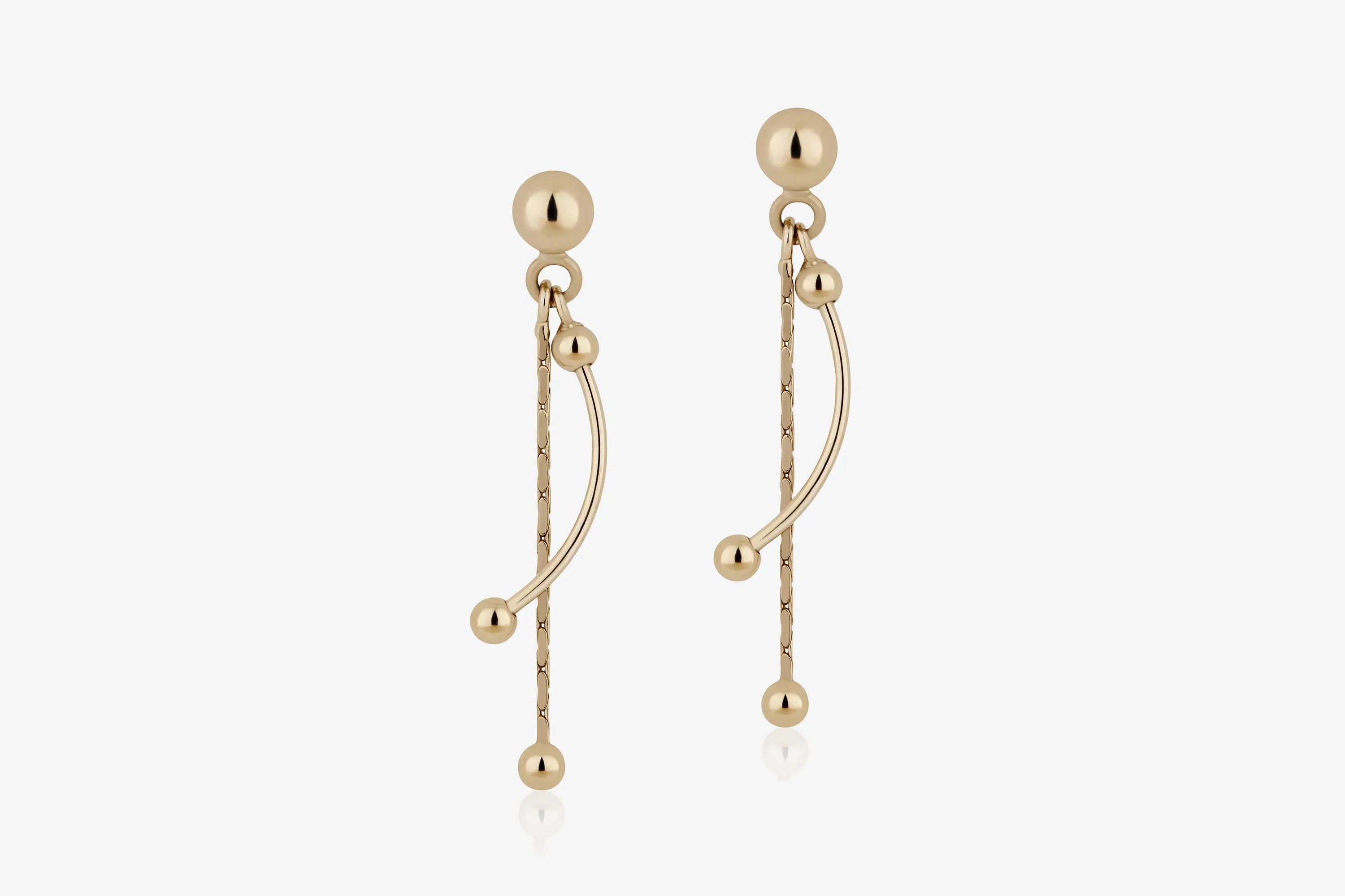 Crescent Drop Earrings - 22 Carat Gold Gilded