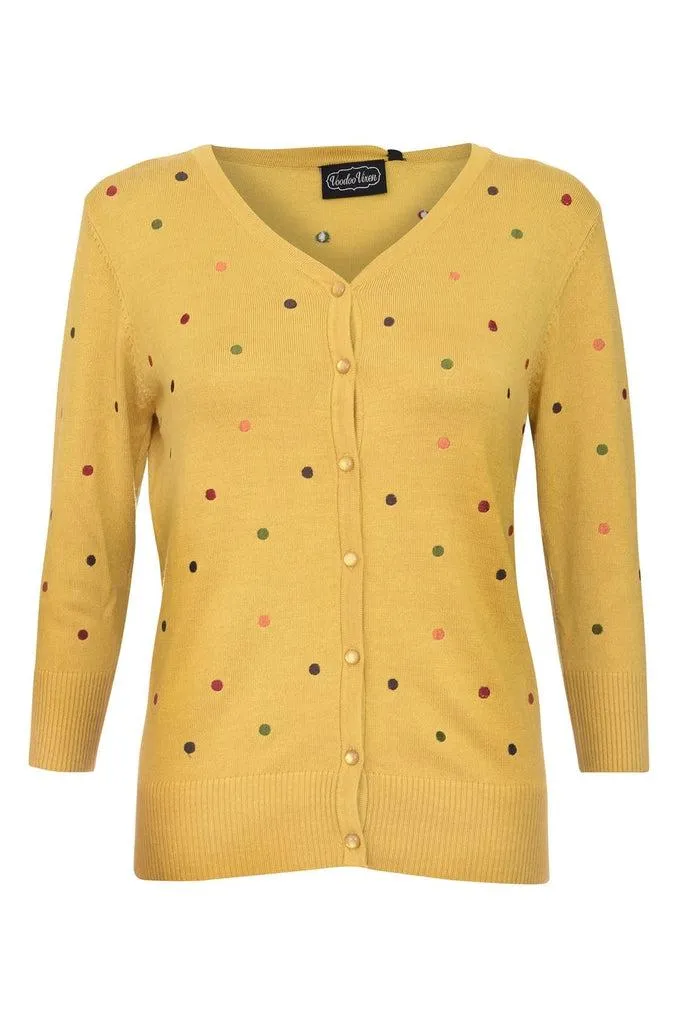 Diana Mustard Polka Dot Cardigan