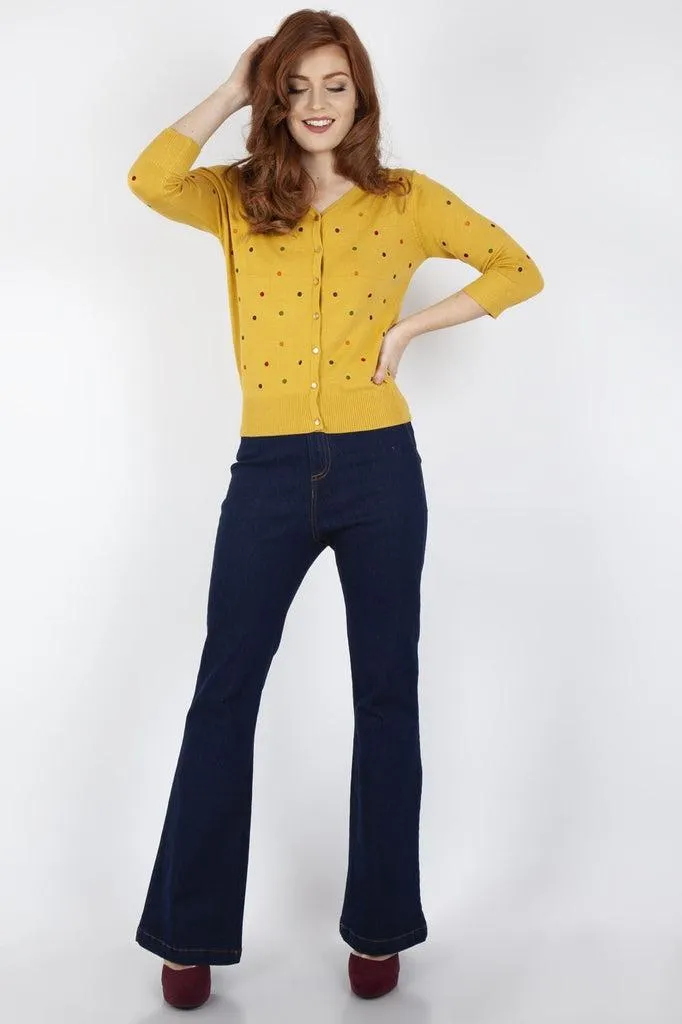 Diana Mustard Polka Dot Cardigan
