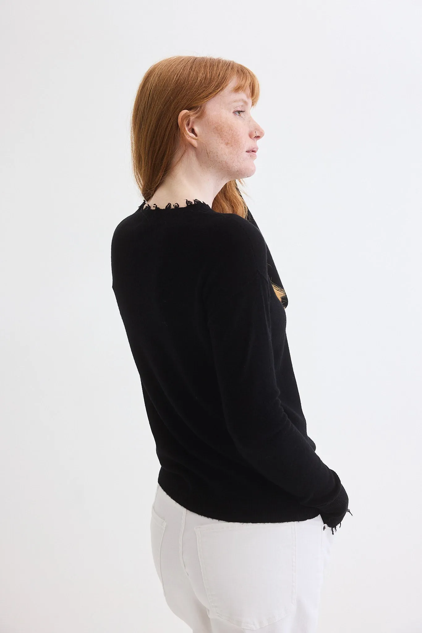 Distressed Light Cashmere Sweater
