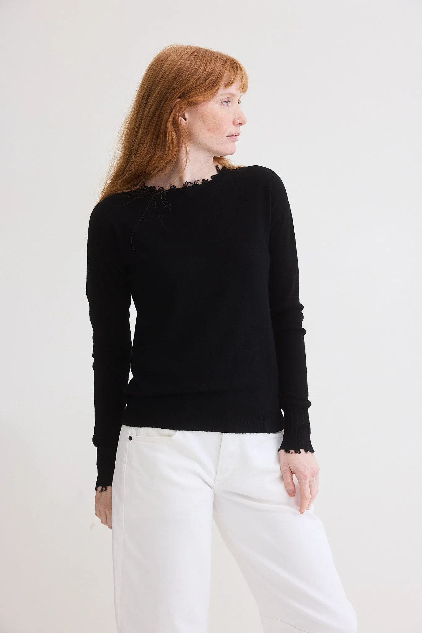 Distressed Light Cashmere Sweater