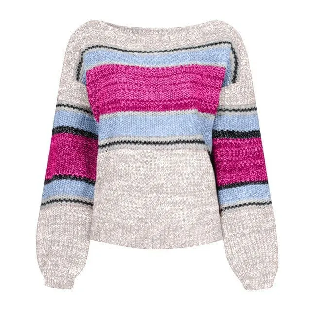 DressBetty - Women Sweater Pullover Long Sleeve Cold Shoulder Sweaters Halter Neck Backless Loose Sweater Top Pull Femme