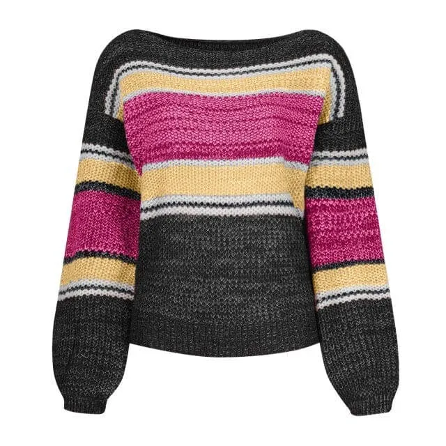 DressBetty - Women Sweater Pullover Long Sleeve Cold Shoulder Sweaters Halter Neck Backless Loose Sweater Top Pull Femme