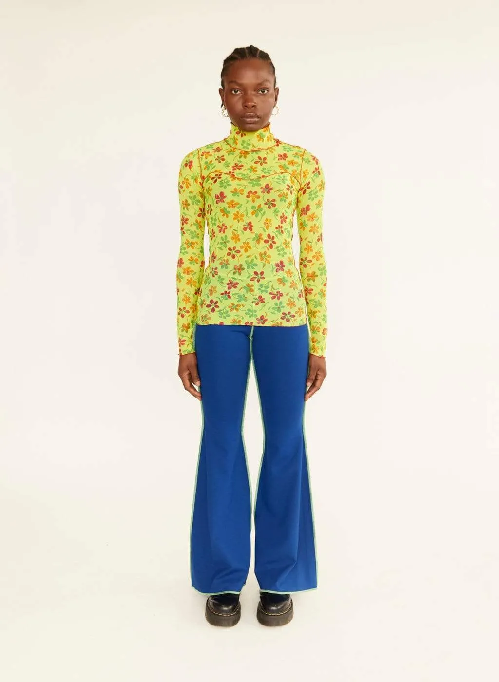 Electric Blue & Lime Green JoJo Flare Leggings