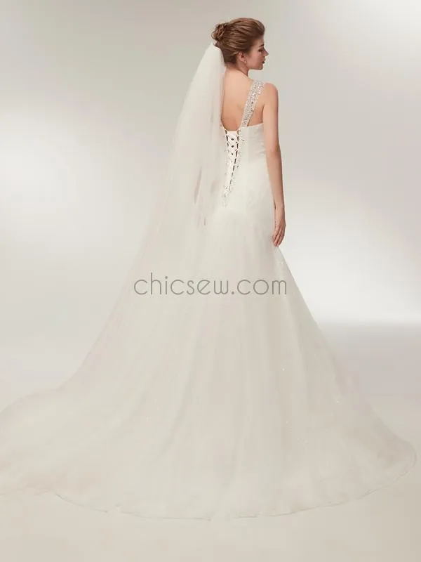 Elegant Affordable Bridal Ivory Long Wedding Dresses SDP1172