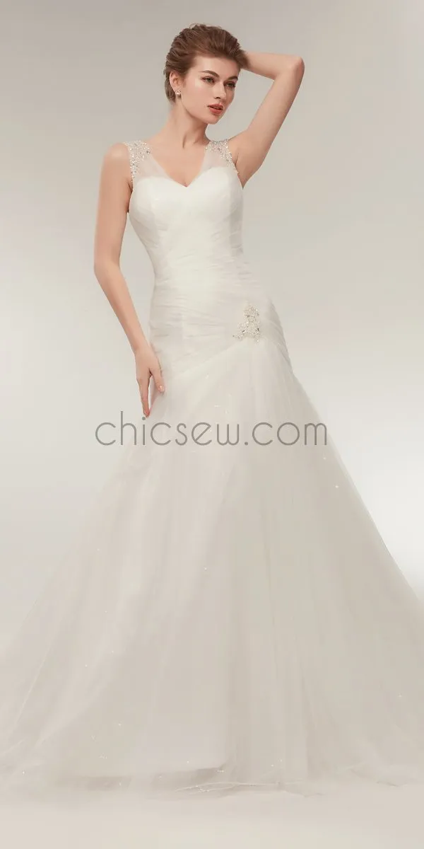 Elegant Affordable Bridal Ivory Long Wedding Dresses SDP1172