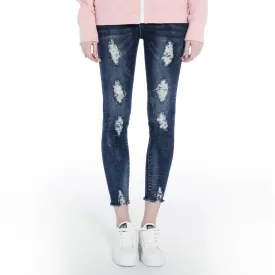 Extreme Pop Women's Jeans Damaged Slim Fit Distressed Skinny Fitted