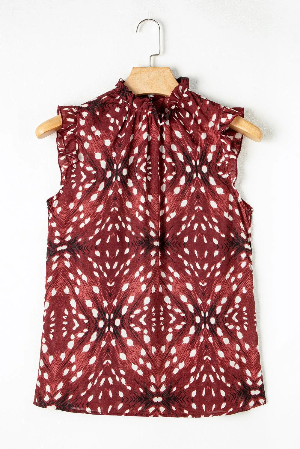 Floral Printed Cap Sleeve Flutter Summer Tank Top for Women