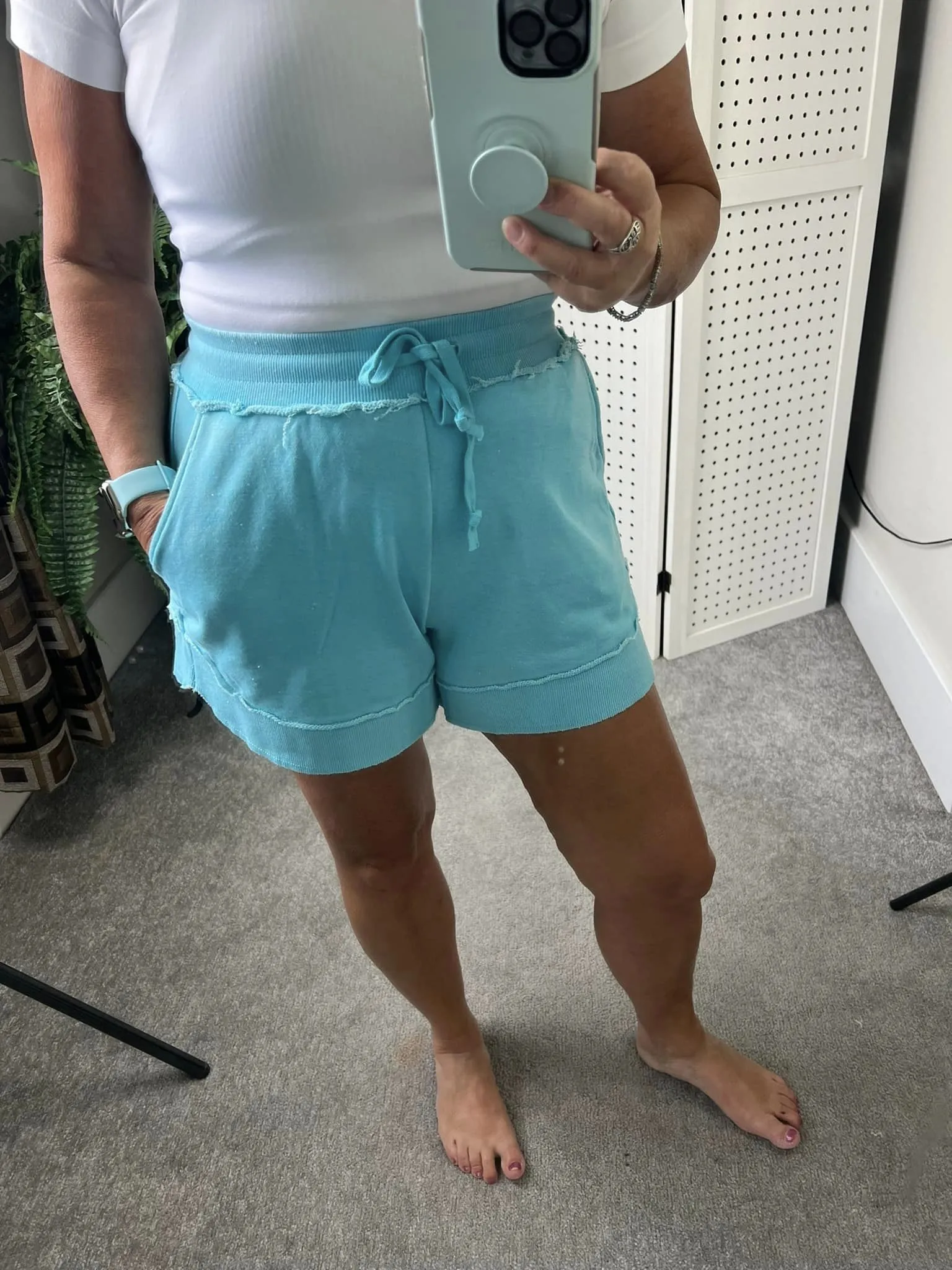 French Terry Stevie Shorts - Capri Blue by Michelle Mae