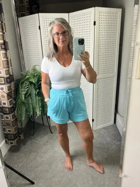 French Terry Stevie Shorts - Capri Blue by Michelle Mae