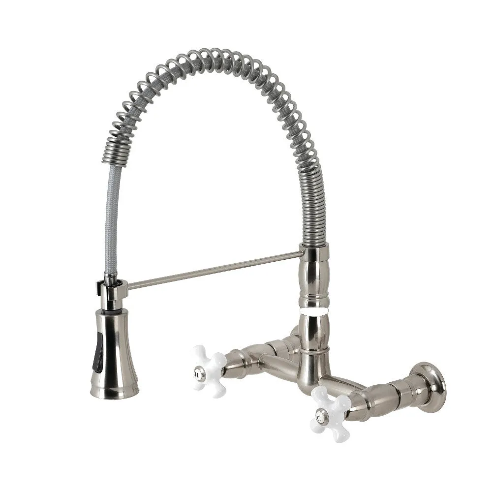 Gourmetier GS1243PX Heritage Two-Handle Wall-Mount Pull-Down Sprayer Kitchen Faucet
