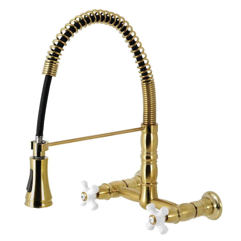 Gourmetier GS1243PX Heritage Two-Handle Wall-Mount Pull-Down Sprayer Kitchen Faucet