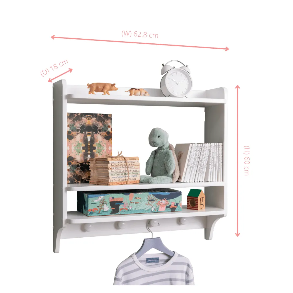 Hege Double Shelf with Coat Hook in Classic White